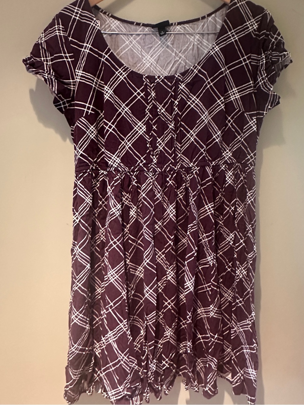 Torrid Plus Size Mini Challis Skater Dress in Black Plum Plaid size 1
